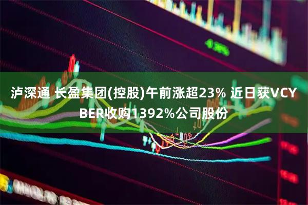 泸深通 长盈集团(控股)午前涨超23% 近日获VCYBER收购1392%公司股份